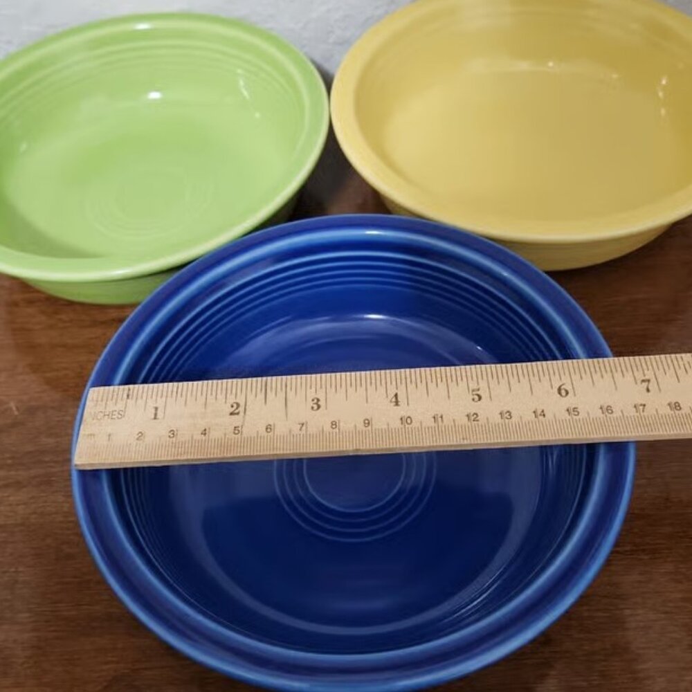 3 Fiesta Bowls- 6 inch. Sunflower, Lapis and Chartreuse